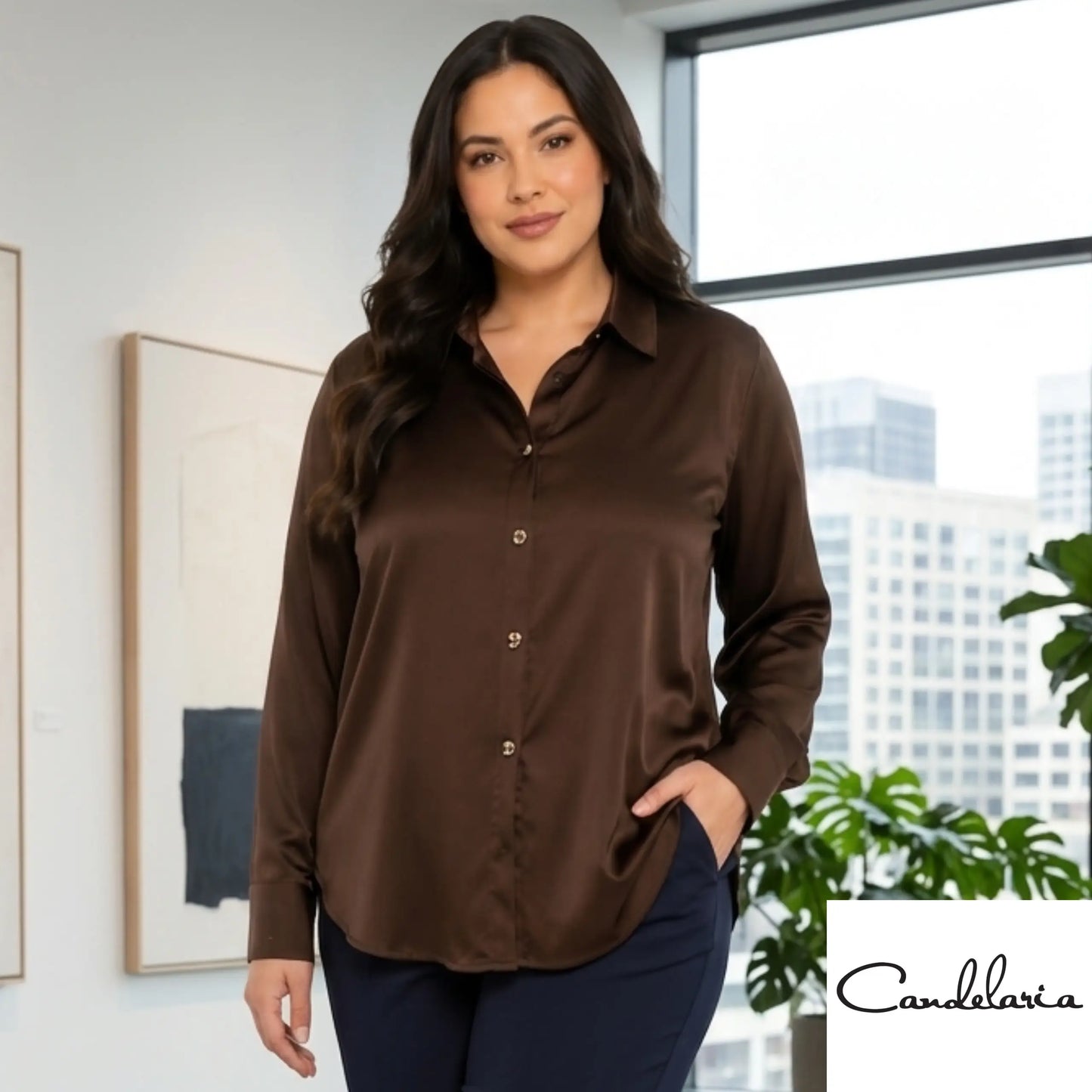 Blusa curvy para oficina elegante - Ref: 6097X-180