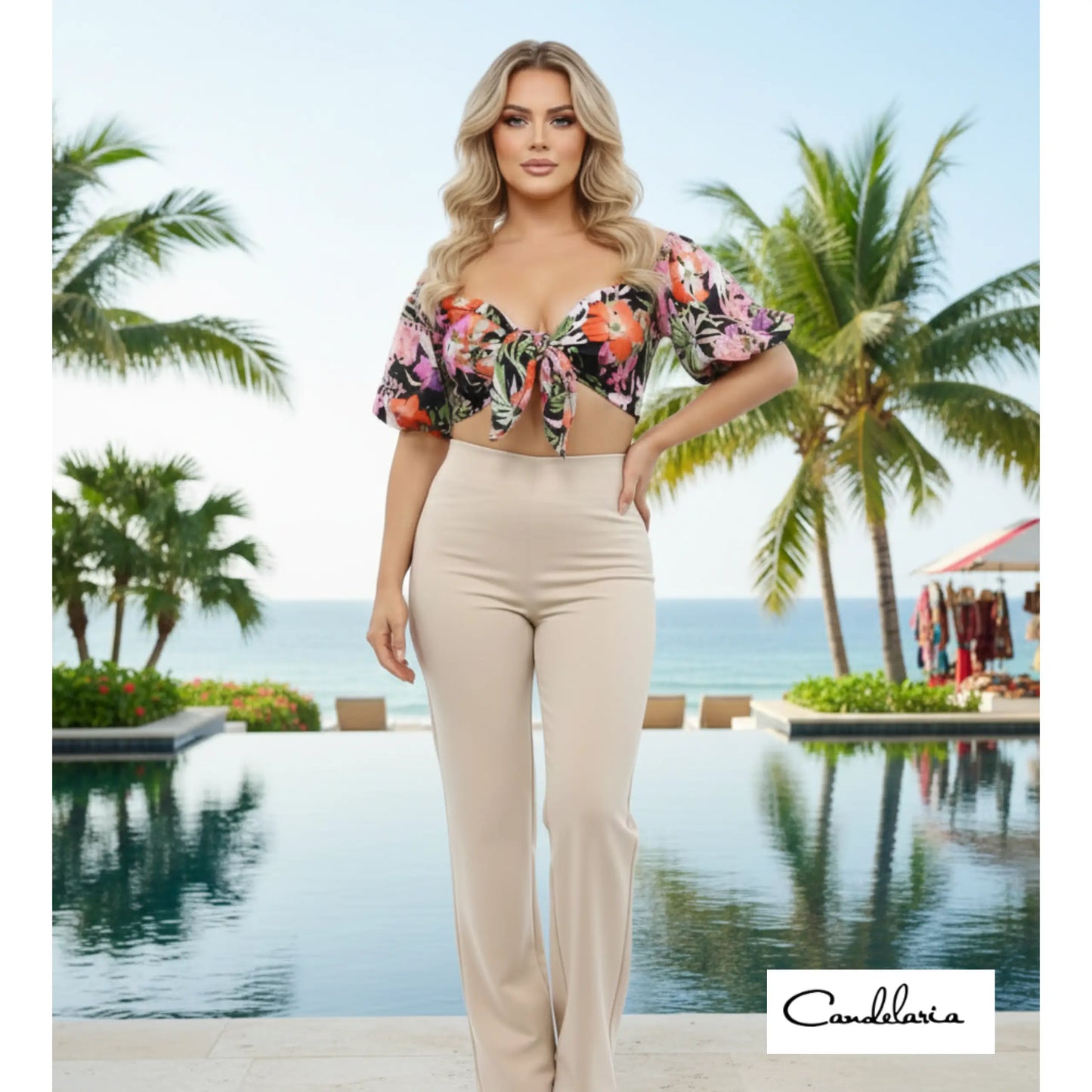 Crop top en oferta floral - Ref: 202019-67