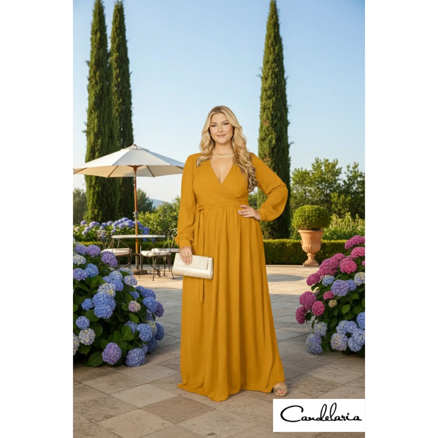 Vestido largo plus glam de gala