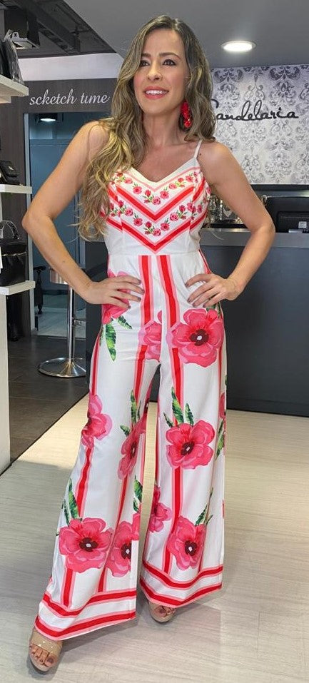 ENTERIZO FLORAL ROJO