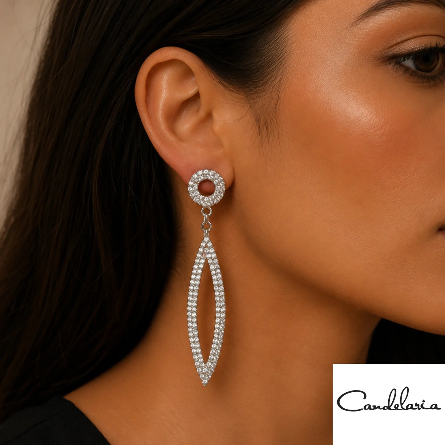 Aretes colgantes plateados con figuras geométricas - Plu: 1002