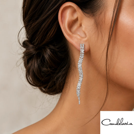 Aretes largos con diseño ondulado - Plu: 16805