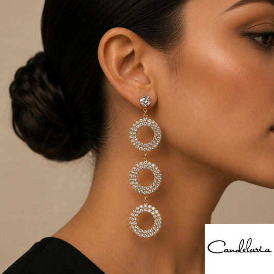 Aretes largos con tres argollas - Plu: 1003