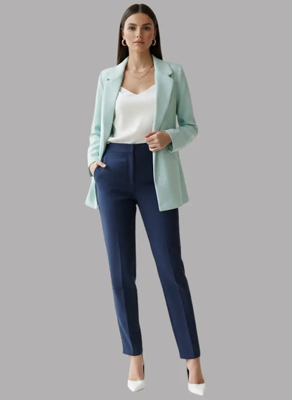 Blazer ejecutivo azul menta para oficina