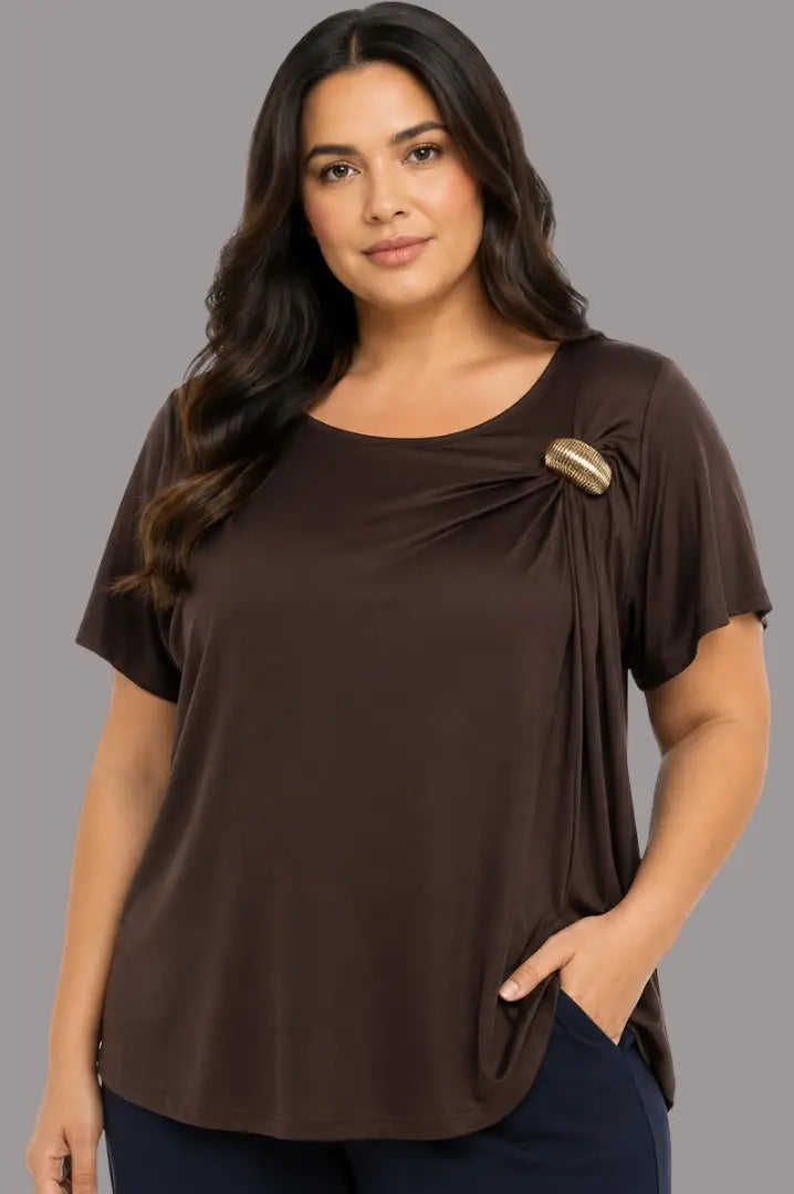 Blusa con broche dorado plus - Ref: 1142772-90