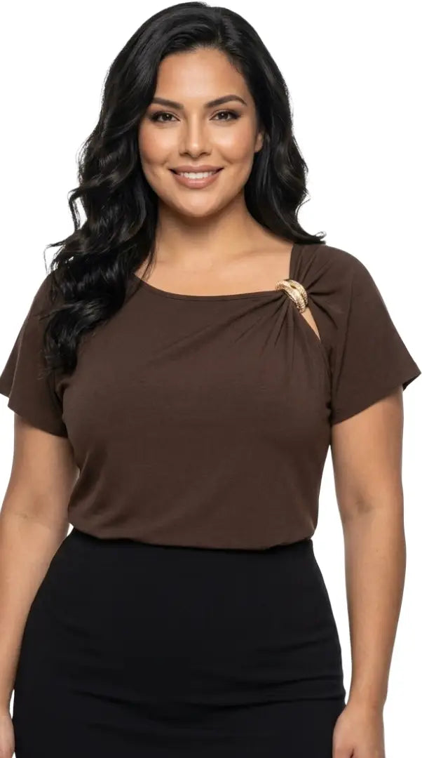 Blusa con broche dorado plus - Ref: 1142772-90