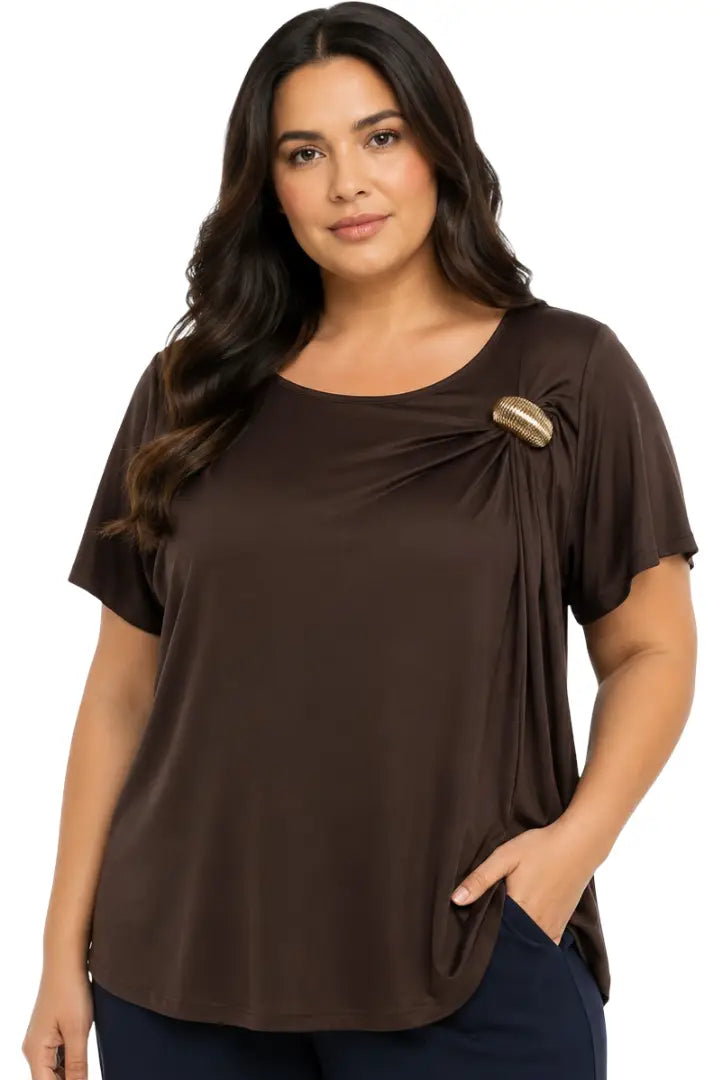 Blusa con broche dorado plus - Ref: 1142772-90