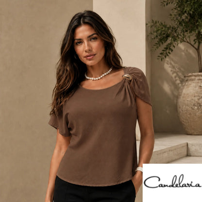 Blusa con broche dorado plus - Ref: 1142772-90