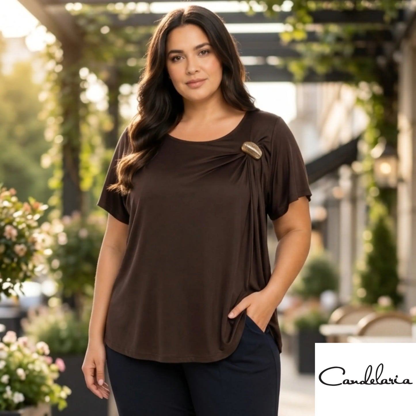 Blusa con broche dorado plus - Ref: 1142772-90
