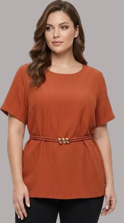 Blusa con cinturón delgado plus - Ref: 1148482-100