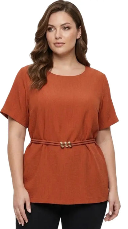 Blusa con cinturón delgado plus - Ref: 1148482-100