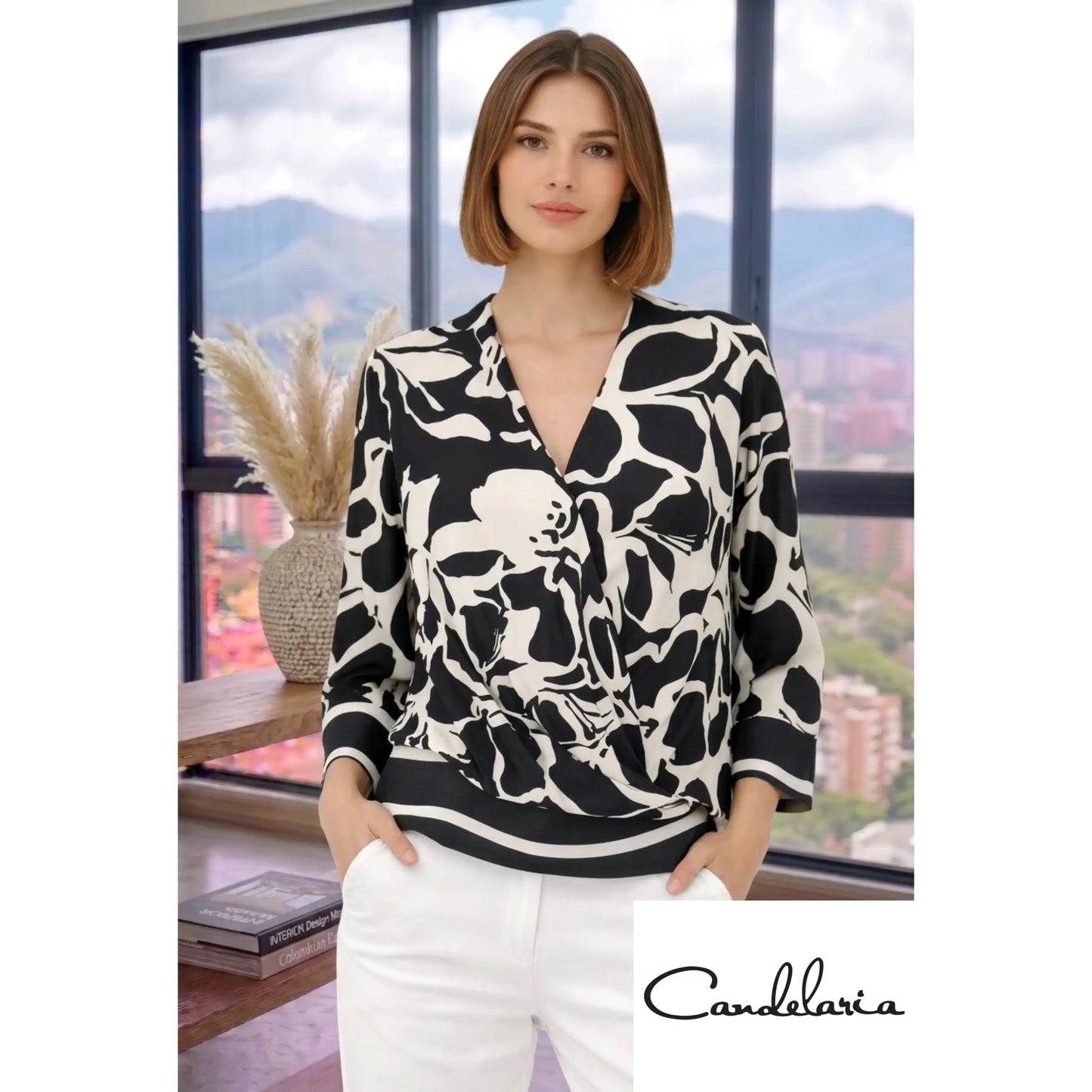 Blusa para mujer con cuello camisero - Ref: 5713-8-160