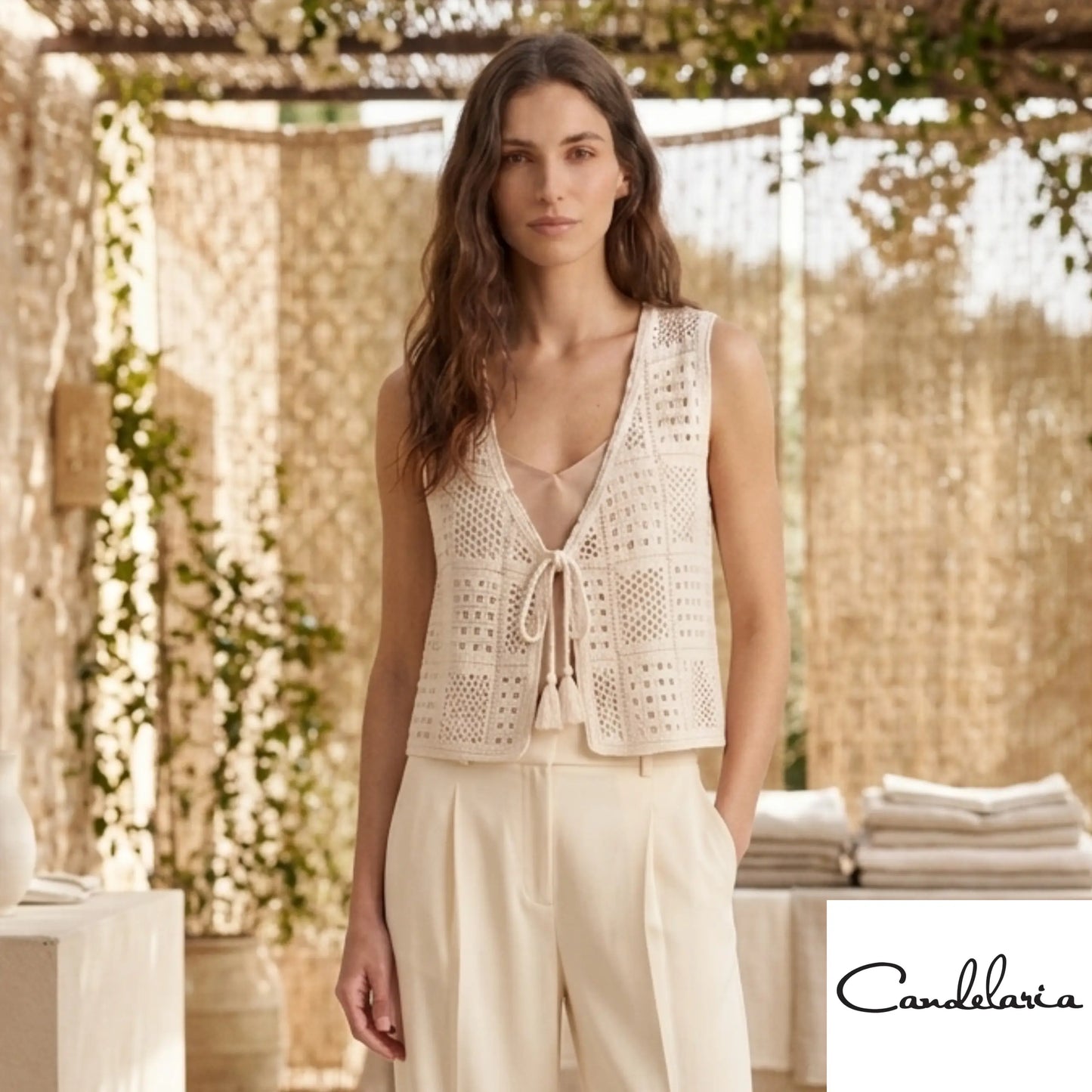 Chaleco beige de hilo - Ref: 7405-100
