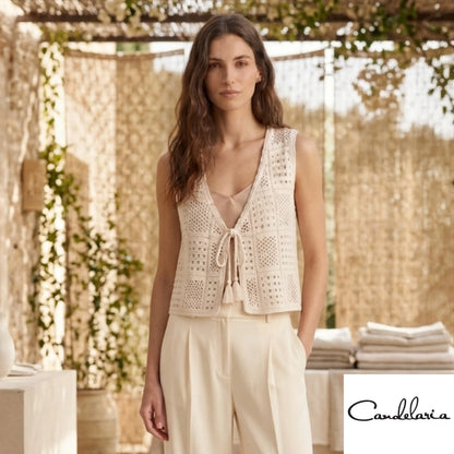 Chaleco beige de hilo - Ref: 7405-100