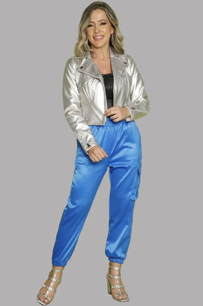 Pantalón azul vibrante para fiesta