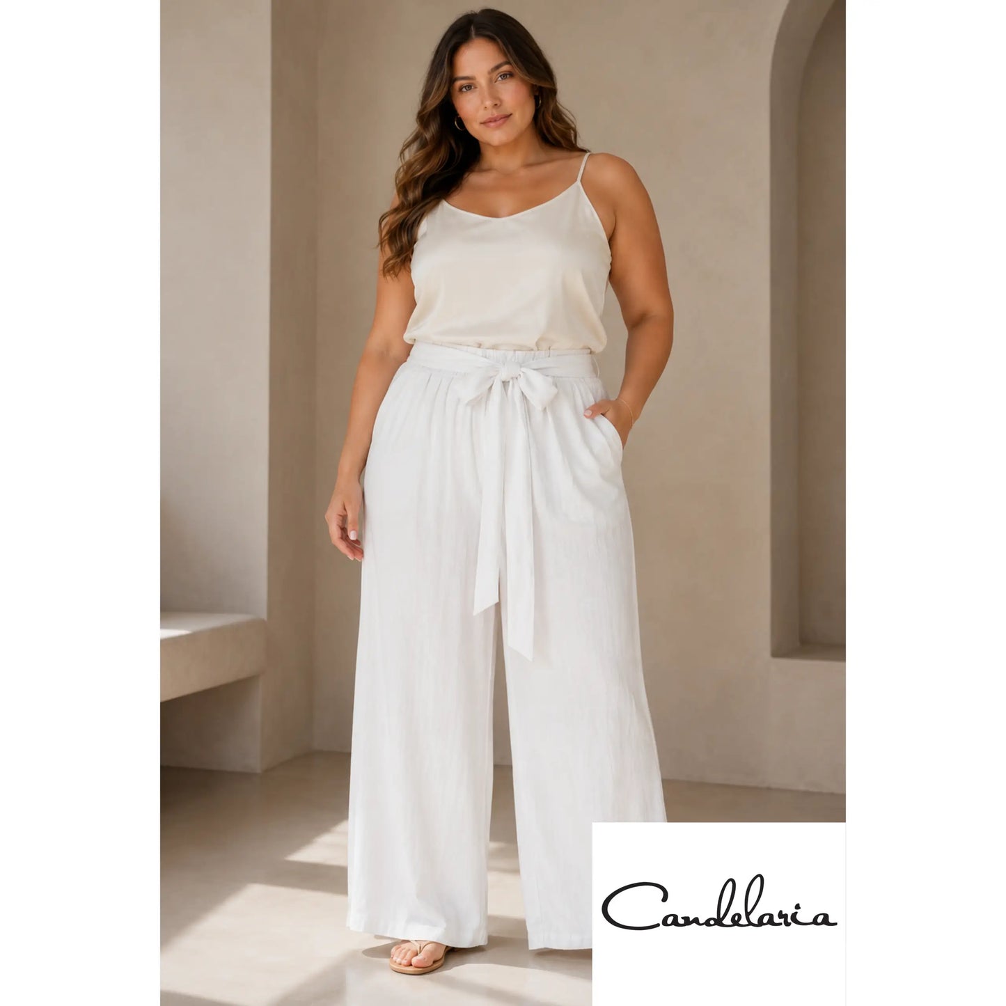 Pantalón curvy amplios con cinturón - Ref: 20707007-150