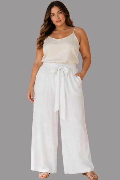 Pantalón curvy amplios con cinturón - Ref: 20707007-150