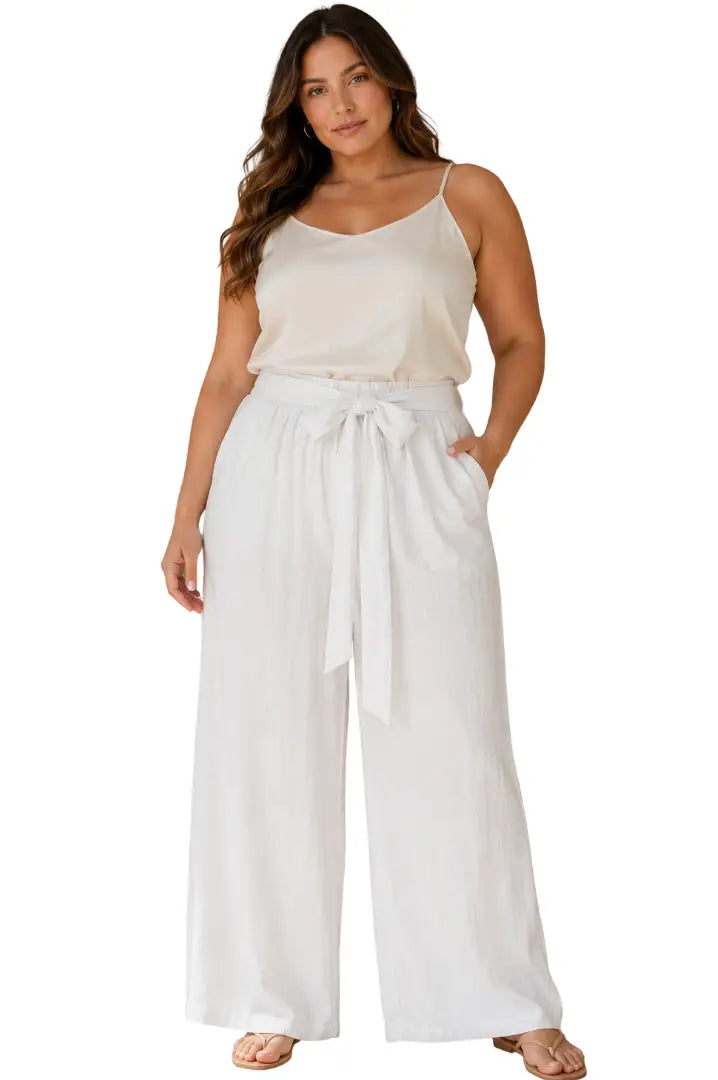 Pantalón curvy amplios con cinturón - Ref: 20707007-150