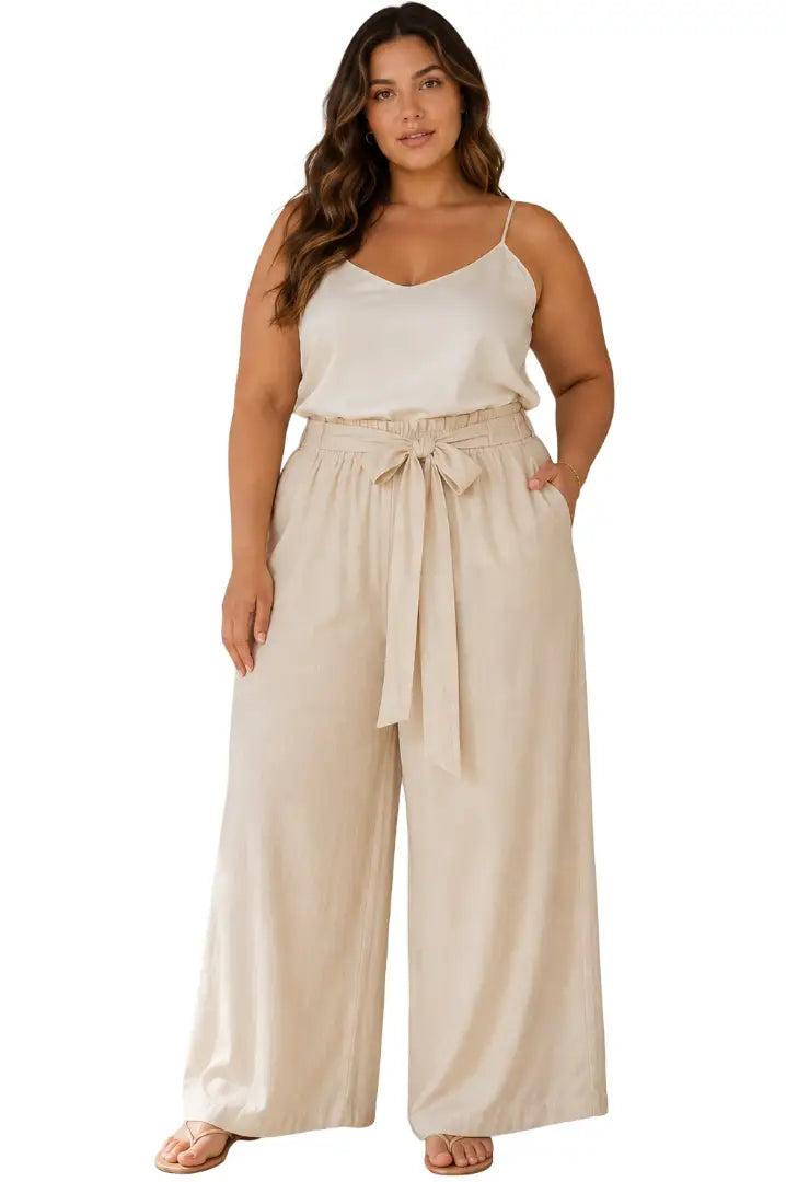 Pantalón curvy amplios con cinturón - Ref: 20707007-150