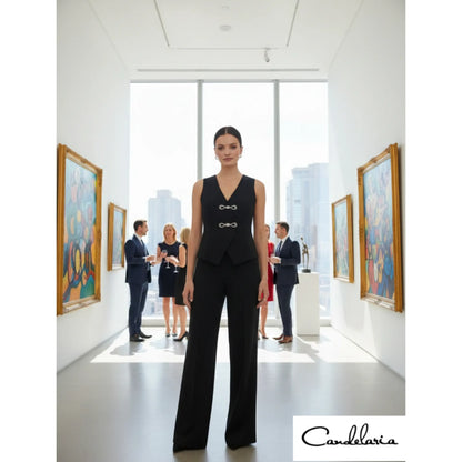 Set formal para mujer sin mangas para oficina.