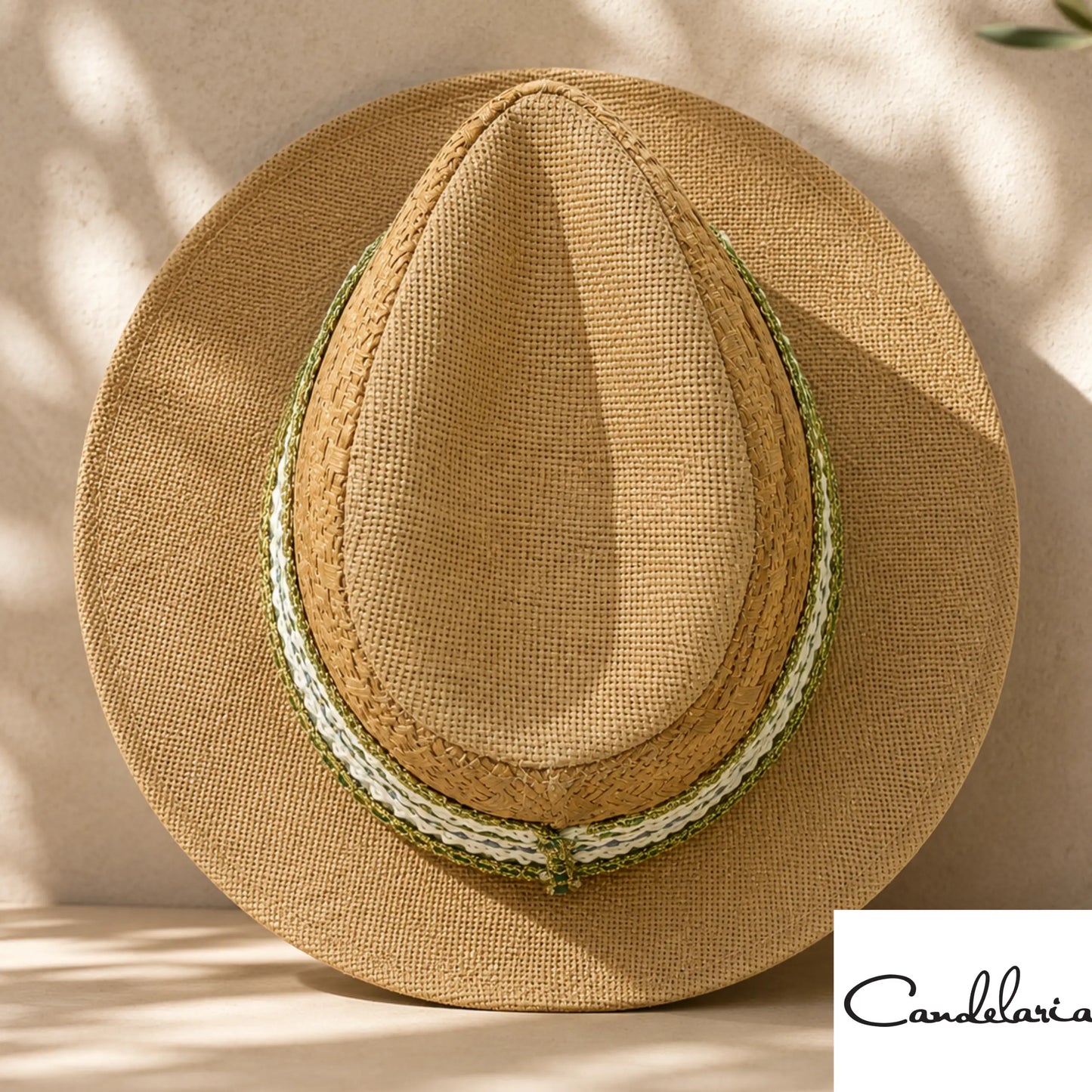 Sombrero con cinta verde para viaje - Ref: Sombrero-55