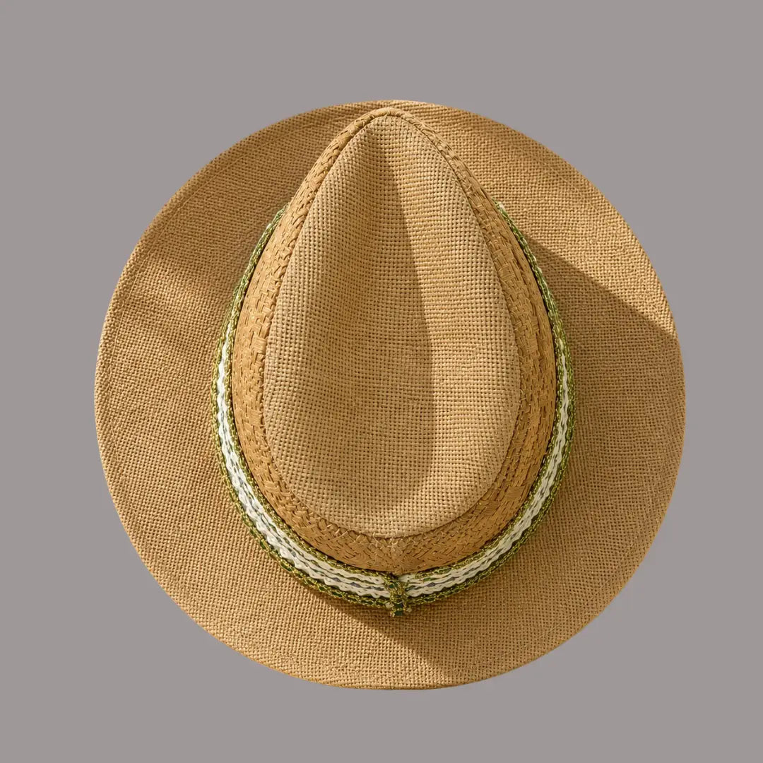 Sombrero con cinta verde para viaje - Ref: Sombrero-55