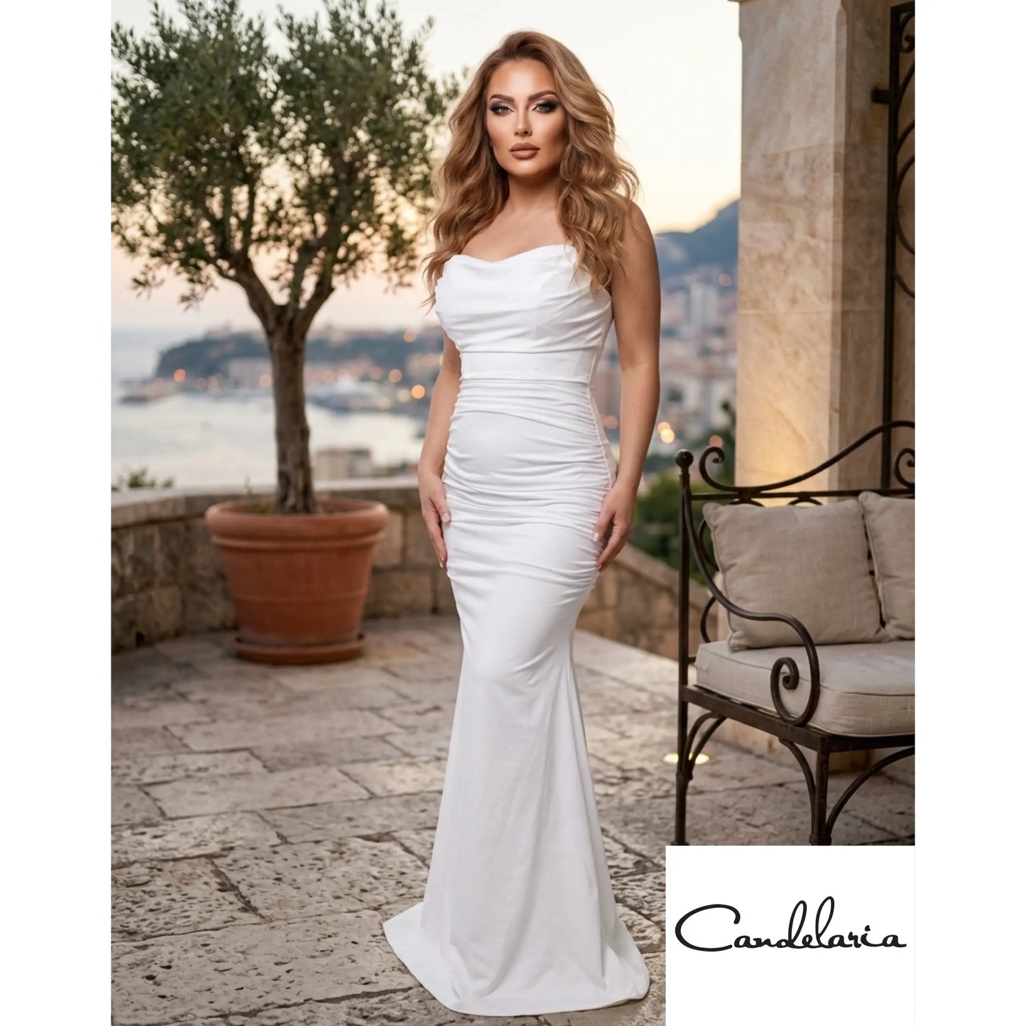 Vestido largo elegante matrimonio civil - Ref: CA1117-280
