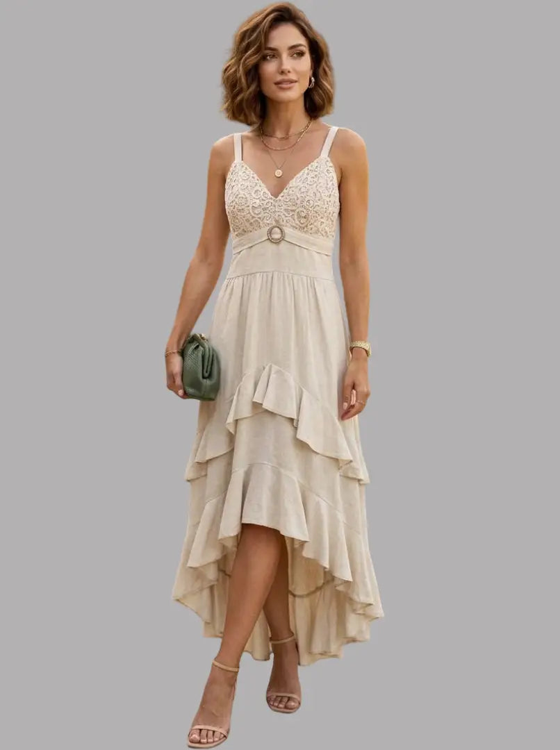 Vestido asimétrico con boleros para mujer