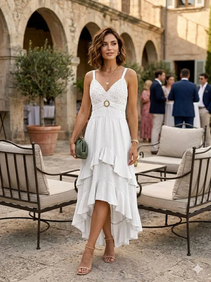 Vestido asimétrico con boleros para mujer