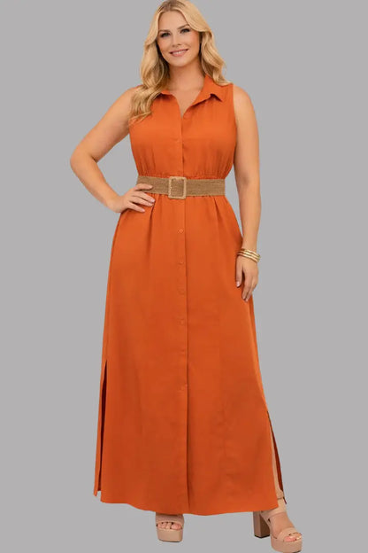 Vestido camisero largo plus