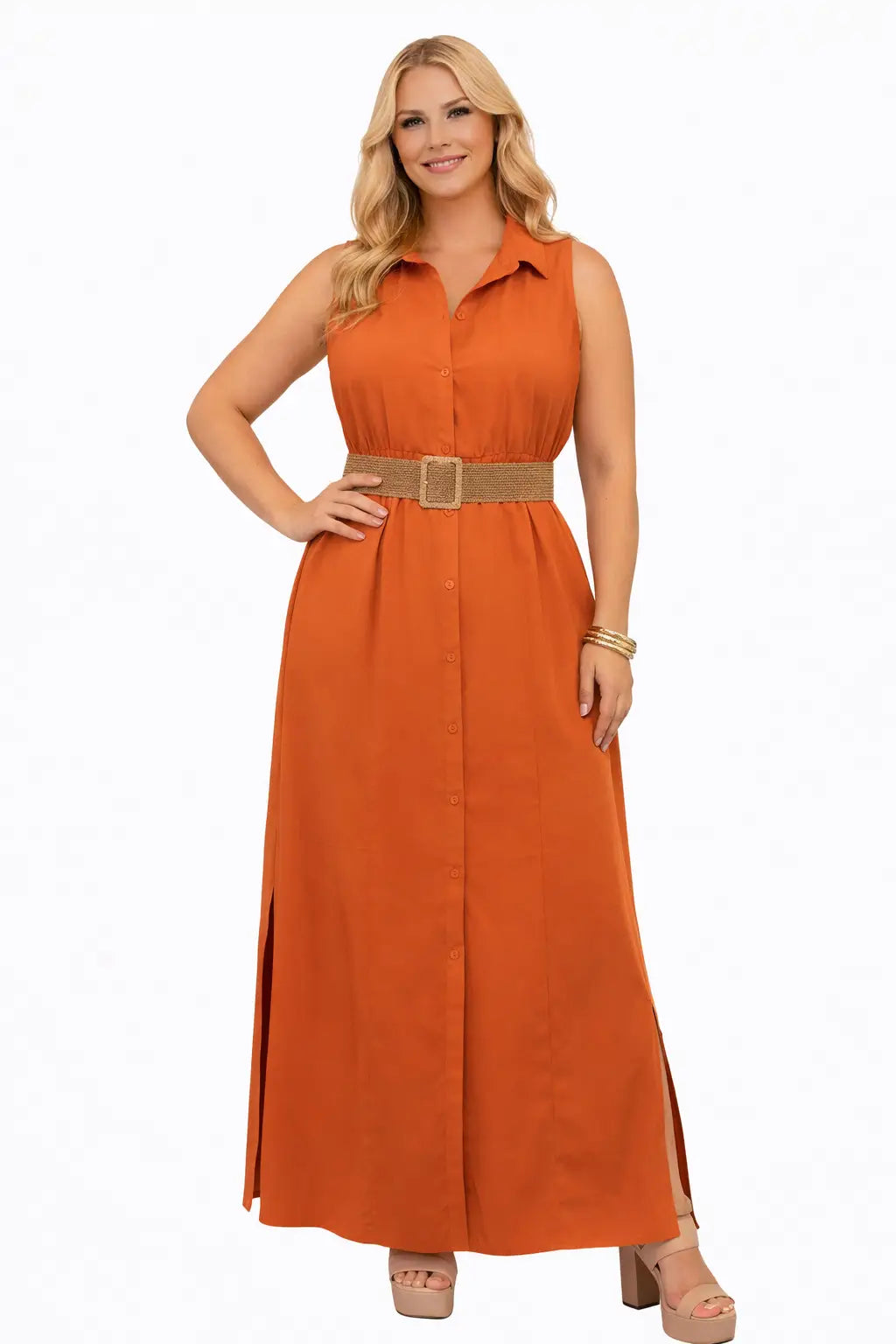 Vestido camisero largo plus