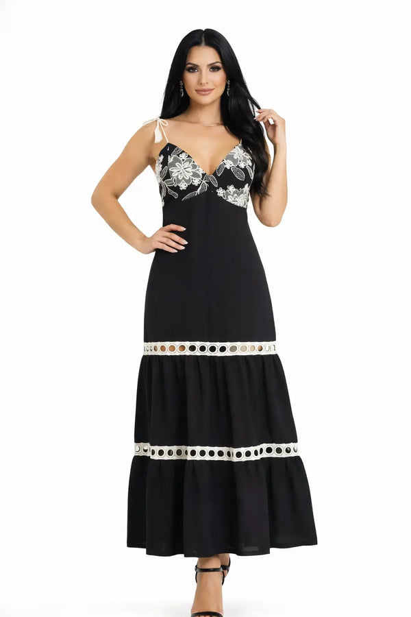 Vestido casual bordado - Ref: 1196376-200 | Negro | PLU 61041 61042 61043