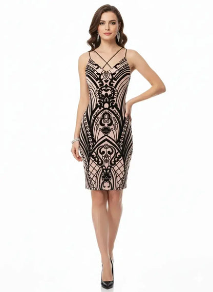 Vestido corto glam mujer elegante