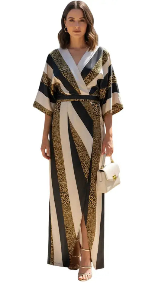 Vestido cruzado con estampado moderno