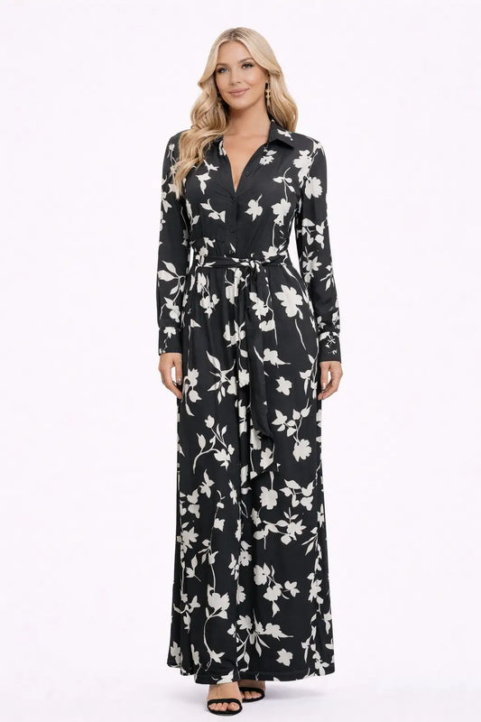 Vestido de manga larga para señora moderna