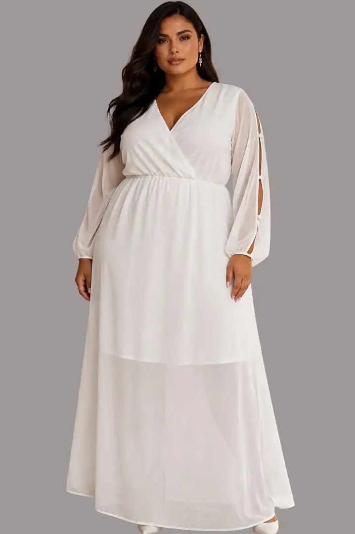 Vestido formal de manga larga plus - Ref: ID11419PL-210