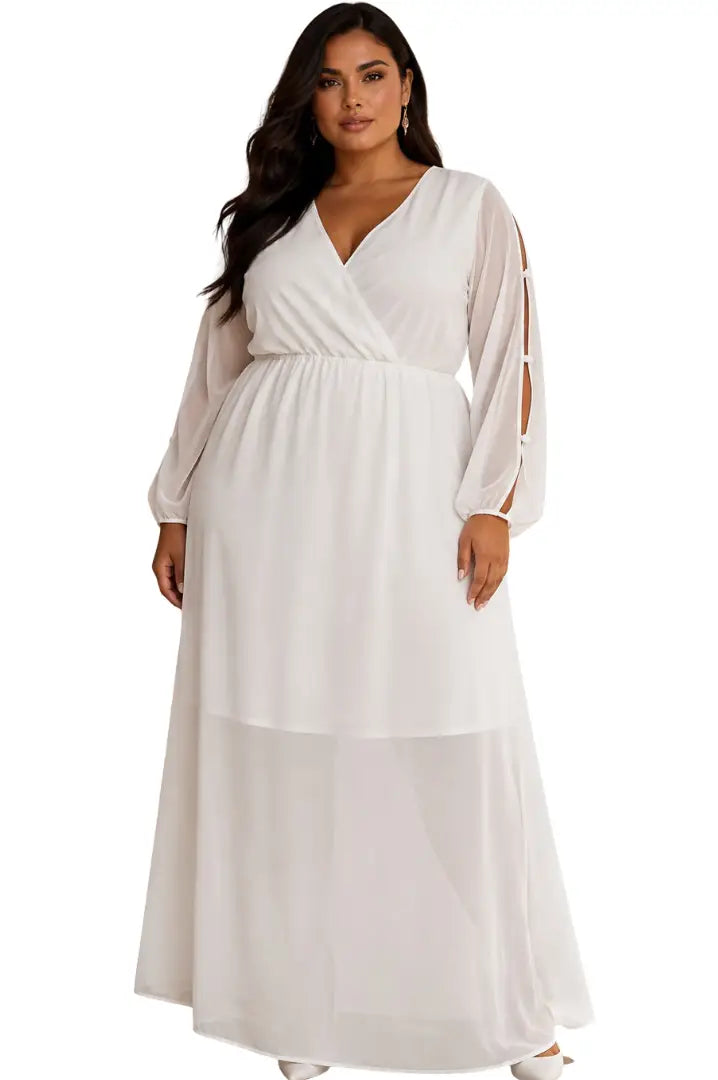 Vestido formal de manga larga plus - Ref: ID11419PL-210