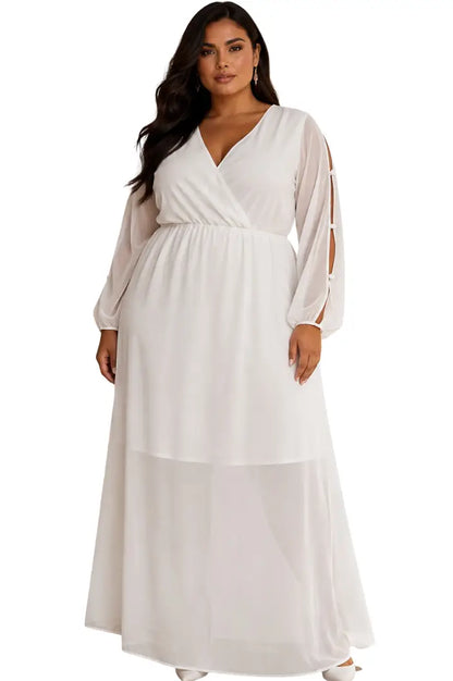 Vestido formal de manga larga plus - Ref: ID11419PL-210