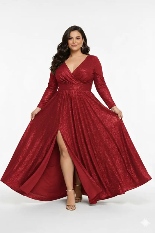 Vestido glam largo plus diseño femenino