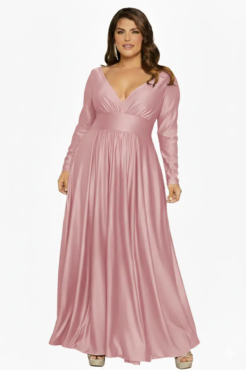 Vestido glam largo plus elegante y moderno