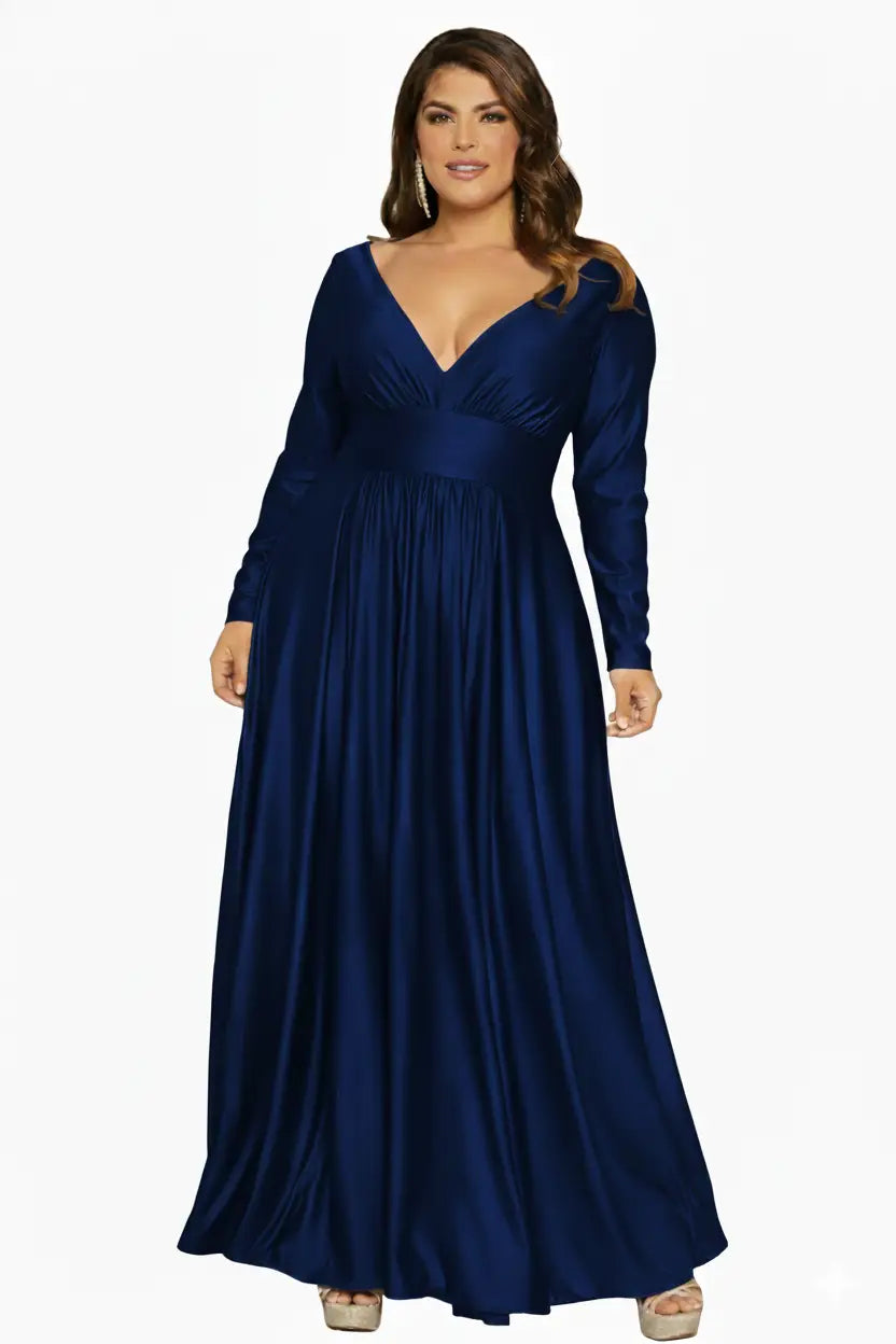 Vestido glam largo plus elegante y moderno