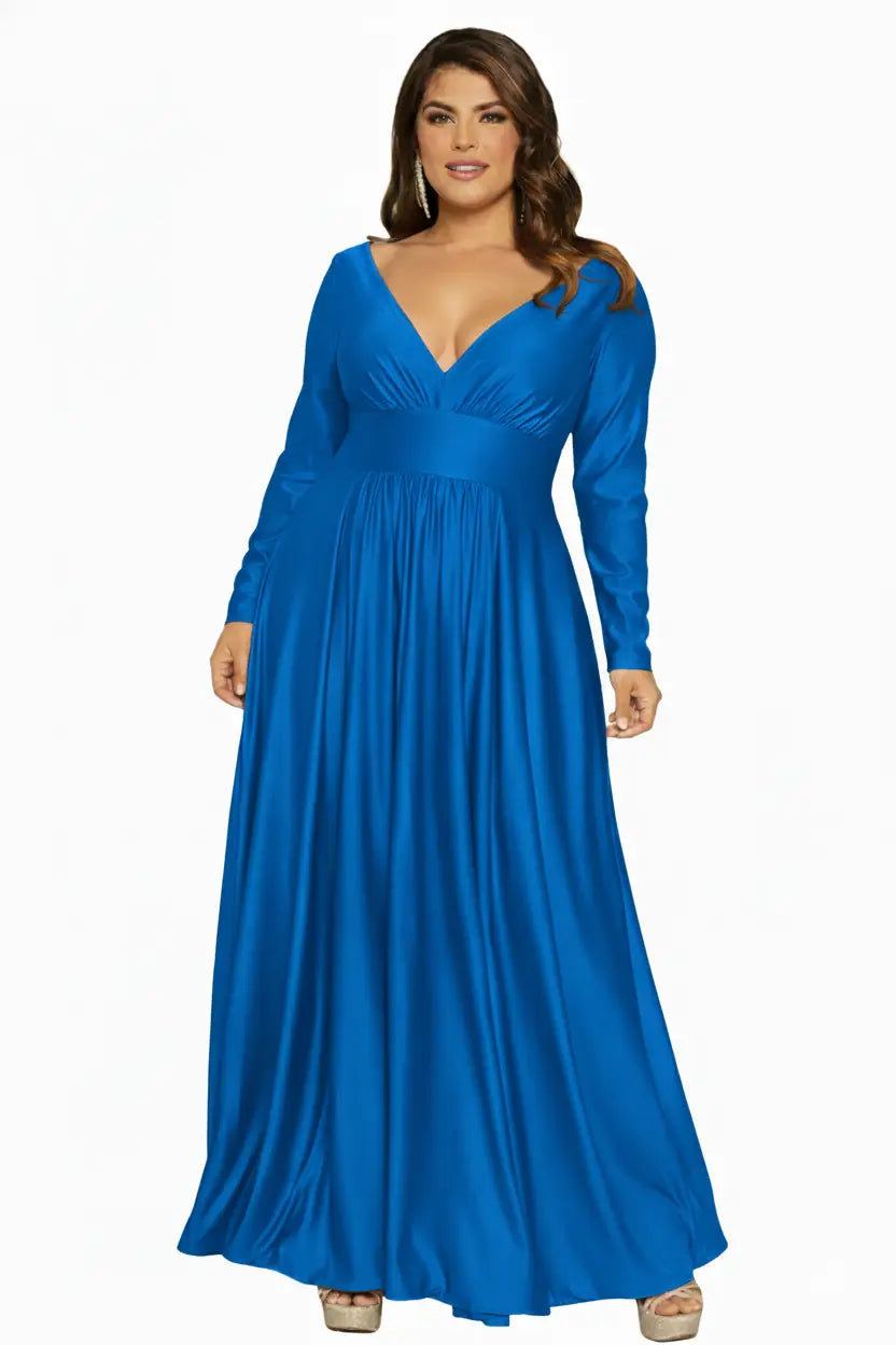 Vestido glam largo plus elegante y moderno