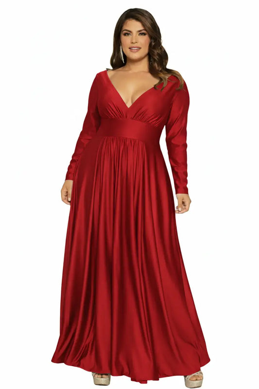 Vestido glam largo plus elegante y moderno