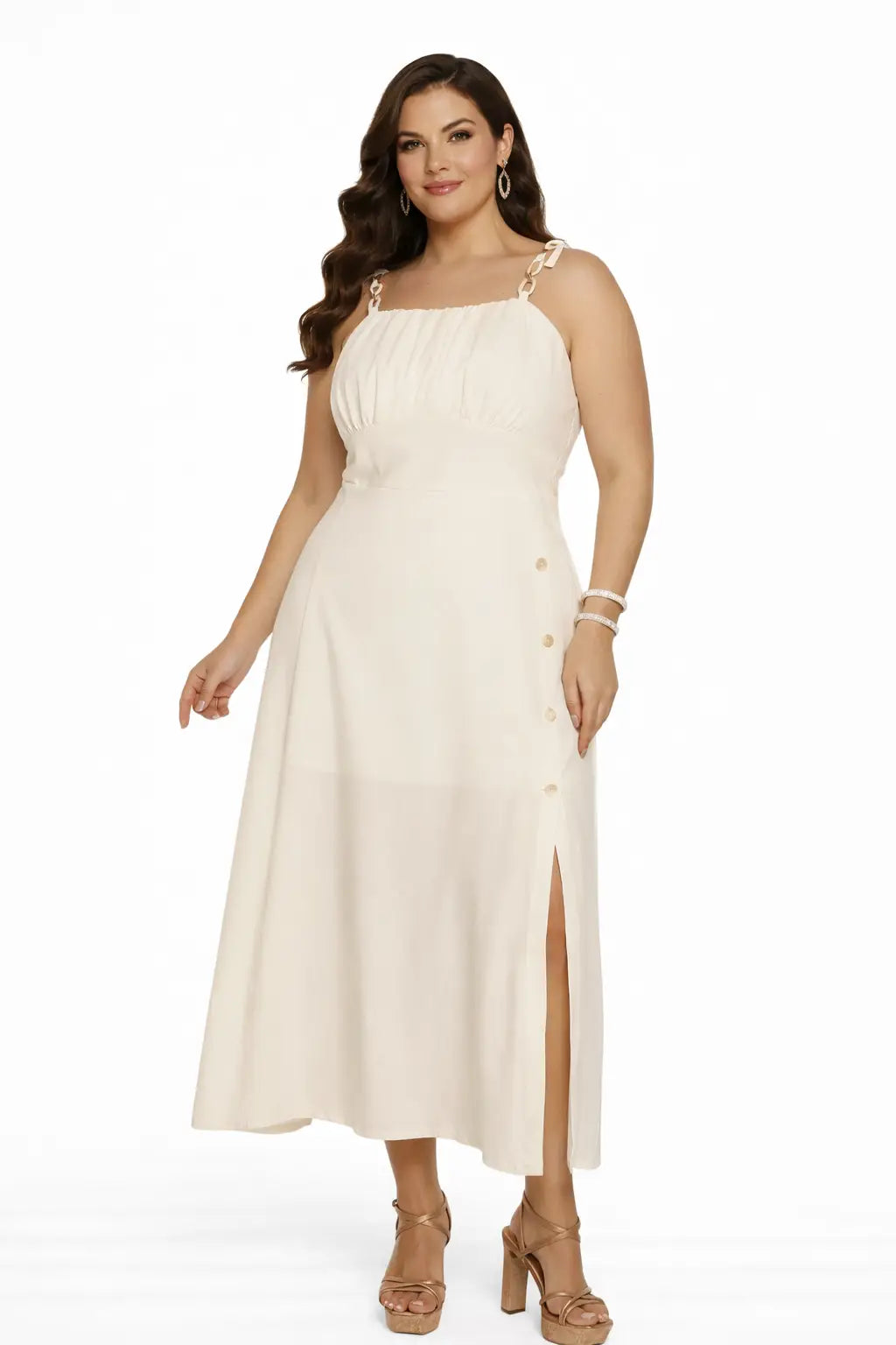 Vestido largo casual plus femenino