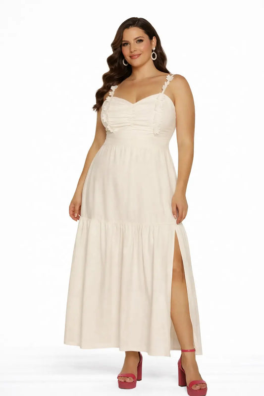 Vestido largo casual plus para paseo