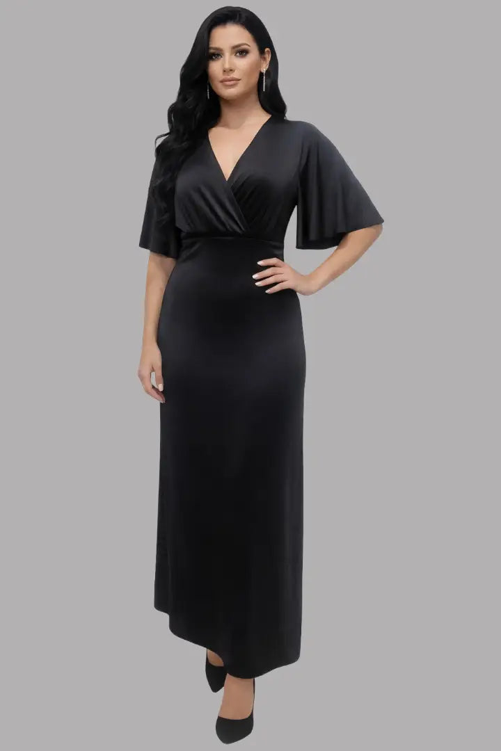 Vestido largo cruzado escote en V