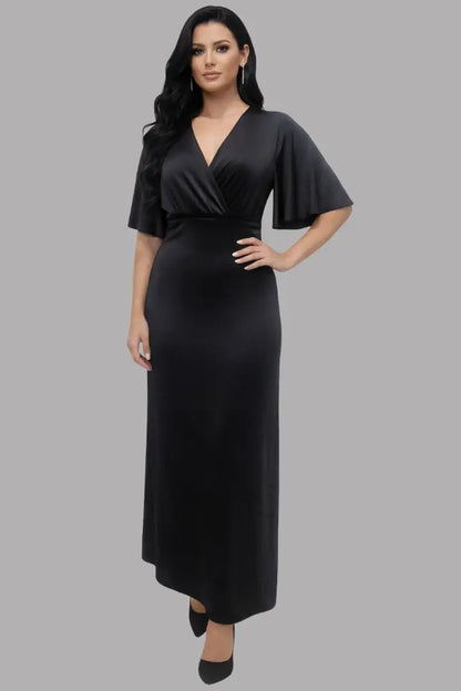 Vestido largo cruzado escote en V