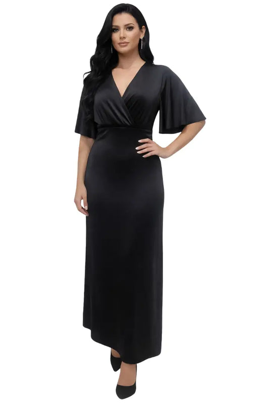 Vestido largo cruzado escote en V