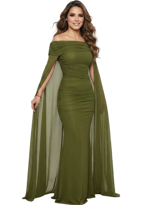 Vestido largo verde oliva - Ref: SMD2197HP-280