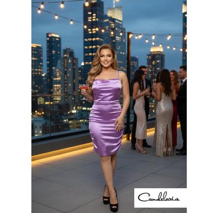 Vestido lila para fiesta.